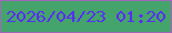 文字の大きさ：4、枠の色：9f66ba、背景の色：44a46b、文字の色：572ef6 無料ブログパーツのブログ時計
