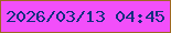 文字の大きさ：5、枠の色：9f6721、背景の色：f24ffa、文字の色：102f7f 無料ブログパーツのブログ時計