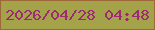 文字の大きさ：4、枠の色：9f683b、背景の色：a5a349、文字の色：9c2b73 無料ブログパーツのブログ時計