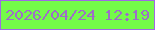 文字の大きさ：1、枠の色：9f69e5、背景の色：74fb49、文字の色：9e6dc8 無料ブログパーツのブログ時計