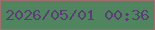 文字の大きさ：1、枠の色：9f6f6e、背景の色：508560、文字の色：594072 無料ブログパーツのブログ時計