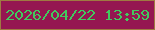 文字の大きさ：1、枠の色：9f7942、背景の色：951651、文字の色：41ca5e 無料ブログパーツのブログ時計