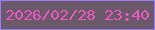 文字の大きさ：2、枠の色：9f79fb、背景の色：6a5a69、文字の色：ed58c5 無料ブログパーツのブログ時計
