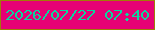 文字の大きさ：4、枠の色：9f7d07、背景の色：e60275、文字の色：09d89f 無料ブログパーツのブログ時計