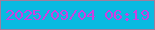 文字の大きさ：4、枠の色：9f7d9c、背景の色：09bae1、文字の色：cb41e1 無料ブログパーツのブログ時計