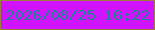文字の大きさ：5、枠の色：9f7e3d、背景の色：d013ff、文字の色：228193 無料ブログパーツのブログ時計
