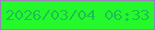 文字の大きさ：5、枠の色：9f7fb8、背景の色：25f92c、文字の色：1cc053 無料ブログパーツのブログ時計