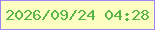 文字の大きさ：4、枠の色：9f81f8、背景の色：fdfec2、文字の色：58b546 無料ブログパーツのブログ時計
