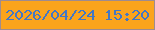 文字の大きさ：1、枠の色：9f8b8f、背景の色：fba41c、文字の色：4377c5 無料ブログパーツのブログ時計