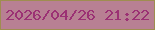 文字の大きさ：3、枠の色：9f8d50、背景の色：b88093、文字の色：9b3174 無料ブログパーツのブログ時計