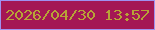 文字の大きさ：5、枠の色：9f91f0、背景の色：a41754、文字の色：b7a337 無料ブログパーツのブログ時計