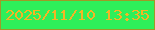 文字の大きさ：2、枠の色：9f9a27、背景の色：2fef5a、文字の色：f4b525 無料ブログパーツのブログ時計