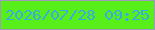 文字の大きさ：2、枠の色：9f9abb、背景の色：58ee1a、文字の色：37ace2 無料ブログパーツのブログ時計