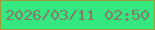 文字の大きさ：2、枠の色：9f9c37、背景の色：34e77f、文字の色：86786b 無料ブログパーツのブログ時計