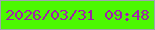 文字の大きさ：1、枠の色：9fa5ad、背景の色：4cf802、文字の色：a11faa 無料ブログパーツのブログ時計