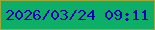 文字の大きさ：4、枠の色：9fa737、背景の色：0dae68、文字の色：0b01b2 無料ブログパーツのブログ時計
