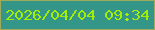 文字の大きさ：1、枠の色：9faa5a、背景の色：349589、文字の色：a2ef03 無料ブログパーツのブログ時計