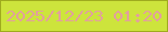 文字の大きさ：5、枠の色：9fab1e、背景の色：cde43c、文字の色：e2a09d 無料ブログパーツのブログ時計