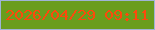 文字の大きさ：2、枠の色：9fb4d8、背景の色：6a9d1e、文字の色：fc490c 無料ブログパーツのブログ時計