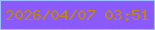 文字の大きさ：1、枠の色：9fbeff、背景の色：8a5afe、文字の色：bf8512 無料ブログパーツのブログ時計