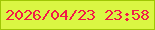 文字の大きさ：3、枠の色：9fc604、背景の色：daf643、文字の色：f21a48 無料ブログパーツのブログ時計