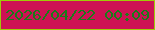 文字の大きさ：2、枠の色：9fcb08、背景の色：ce1254、文字の色：1b7c19 無料ブログパーツのブログ時計
