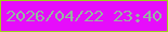 文字の大きさ：3、枠の色：9fd01b、背景の色：e60dfb、文字の色：97b4a2 無料ブログパーツのブログ時計