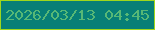 文字の大きさ：5、枠の色：9fd71c、背景の色：077f76、文字の色：57b876 無料ブログパーツのブログ時計
