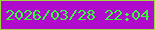 文字の大きさ：5、枠の色：9fd842、背景の色：b00acd、文字の色：34fe35 無料ブログパーツのブログ時計