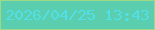 文字の大きさ：3、枠の色：9fd987、背景の色：5bceaf、文字の色：4fe1e7 無料ブログパーツのブログ時計