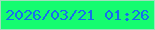 文字の大きさ：5、枠の色：9fdfbd、背景の色：14fc70、文字の色：176ded 無料ブログパーツのブログ時計