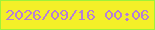 文字の大きさ：2、枠の色：9ff239、背景の色：f4f028、文字の色：b77fd5 無料ブログパーツのブログ時計