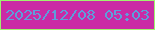 文字の大きさ：5、枠の色：9ff36f、背景の色：ca2ba5、文字の色：5e9edb 無料ブログパーツのブログ時計