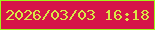 文字の大きさ：5、枠の色：9ff71a、背景の色：d61549、文字の色：d9e846 無料ブログパーツのブログ時計