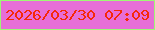 文字の大きさ：3、枠の色：9ff775、背景の色：e76ed7、文字の色：f62809 無料ブログパーツのブログ時計