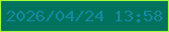 文字の大きさ：4、枠の色：9ffc3b、背景の色：01725d、文字の色：1489a1 無料ブログパーツのブログ時計
