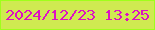 文字の大きさ：1、枠の色：9fff1b、背景の色：cfea51、文字の色：dd12c3 無料ブログパーツのブログ時計