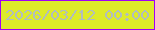 文字の大きさ：3、枠の色：a000f8、背景の色：ddeb2a、文字の色：b1bdc0 無料ブログパーツのブログ時計