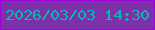 文字の大きさ：4、枠の色：a001db、背景の色：7d31a9、文字の色：05b9b4 無料ブログパーツのブログ時計