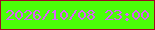 文字の大きさ：1、枠の色：a00921、背景の色：4bff08、文字の色：da5ff9 無料ブログパーツのブログ時計