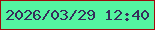 文字の大きさ：4、枠の色：a00b0b、背景の色：54f4a0、文字の色：362d5c 無料ブログパーツのブログ時計