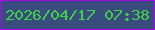 文字の大きさ：1、枠の色：a00be5、背景の色：3a4c7d、文字の色：3cd349 無料ブログパーツのブログ時計