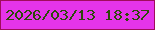 文字の大きさ：3、枠の色：a00c5d、背景の色：e534ea、文字の色：2d4a0a 無料ブログパーツのブログ時計