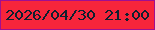 文字の大きさ：2、枠の色：a00f91、背景の色：f7253b、文字の色：0e202f 無料ブログパーツのブログ時計