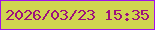 文字の大きさ：5、枠の色：a012eb、背景の色：d0d550、文字の色：9e117c 無料ブログパーツのブログ時計