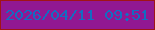 文字の大きさ：4、枠の色：a01416、背景の色：911892、文字の色：126dc2 無料ブログパーツのブログ時計