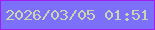 文字の大きさ：5、枠の色：a01eee、背景の色：7c6ff8、文字の色：cbd6b0 無料ブログパーツのブログ時計