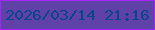 文字の大きさ：2、枠の色：a026fa、背景の色：6041a7、文字の色：084787 無料ブログパーツのブログ時計