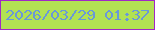 文字の大きさ：2、枠の色：a028c6、背景の色：b2e153、文字の色：6998d9 無料ブログパーツのブログ時計