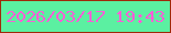 文字の大きさ：1、枠の色：a0290a、背景の色：5bf0a1、文字の色：fc5ed7 無料ブログパーツのブログ時計